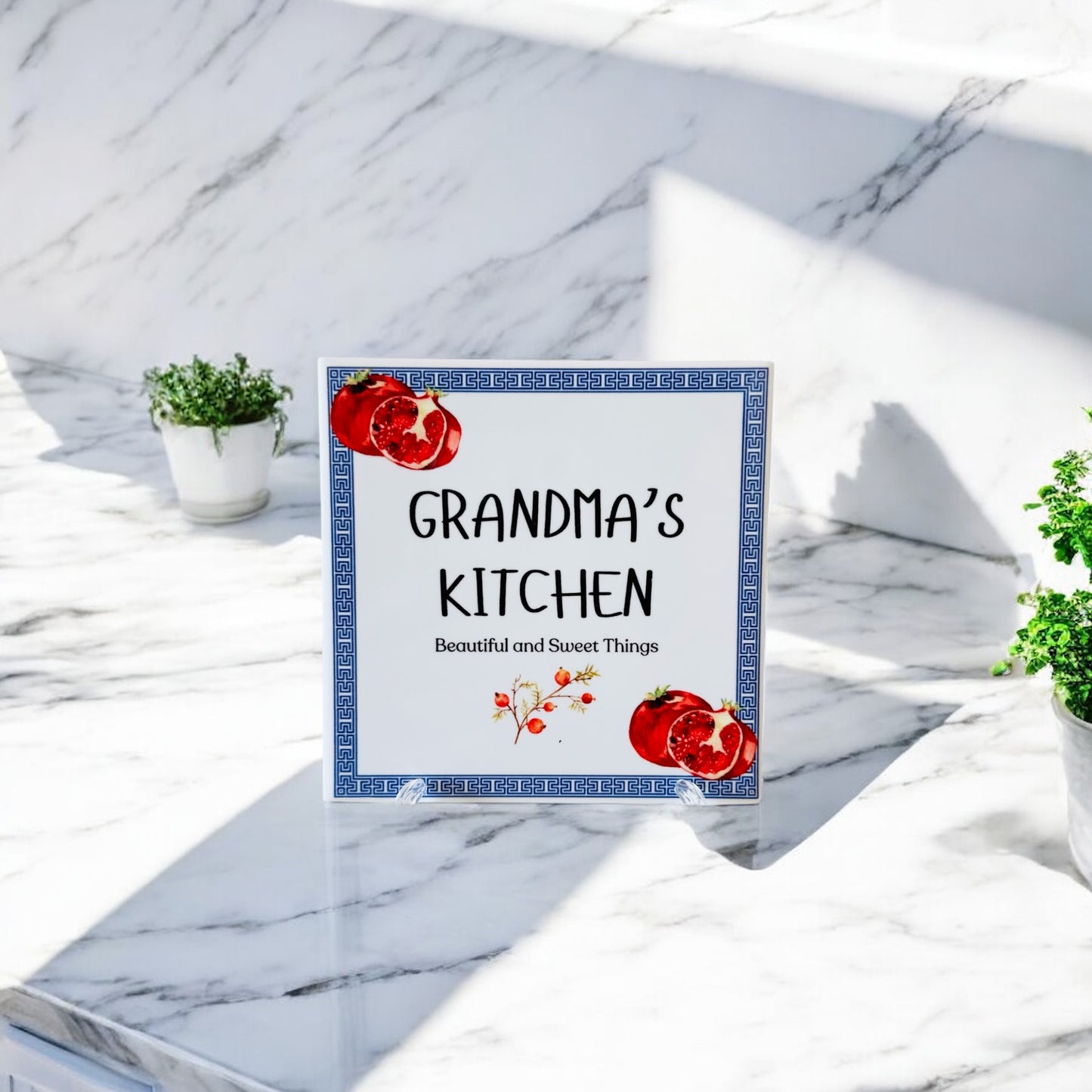 'Grandma's Kitchen' Ceramic Tile - Pomegranates