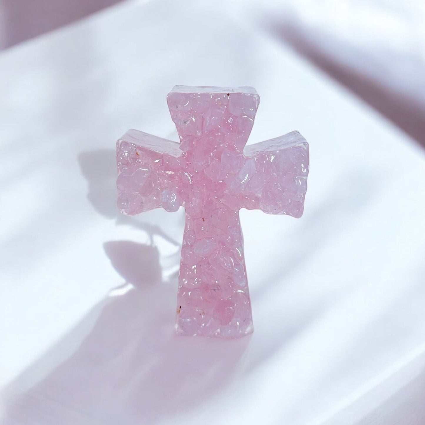 Rose Quatrz Crystal Cross
