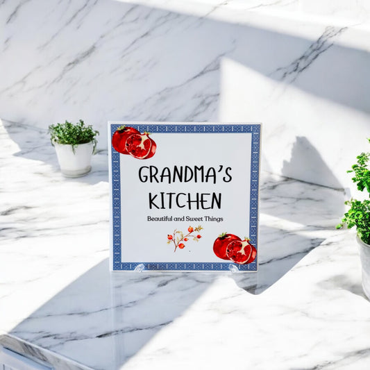 'Grandma's Kitchen' Ceramic Tile - Pomegranates