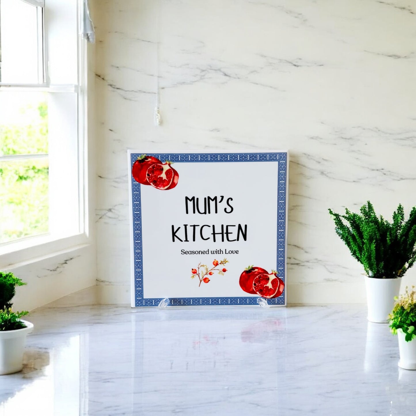 'Mum's Kitchen' Ceramic Tile - Pomegranates