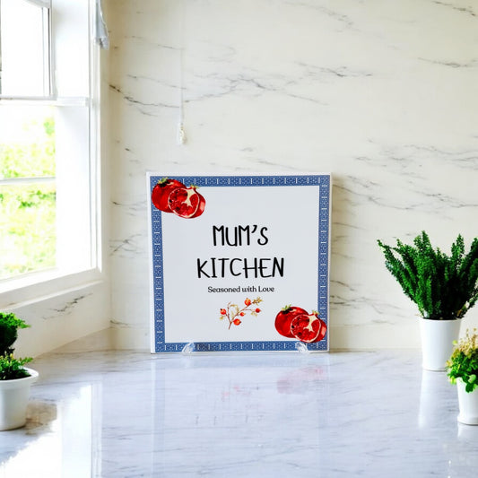 'Mum's Kitchen' Ceramic Tile - Pomegranates