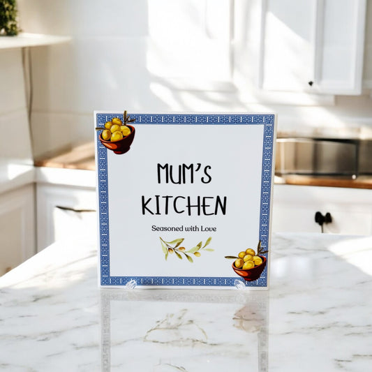 'Mum's Kitchen' Ceramic tile - Olives