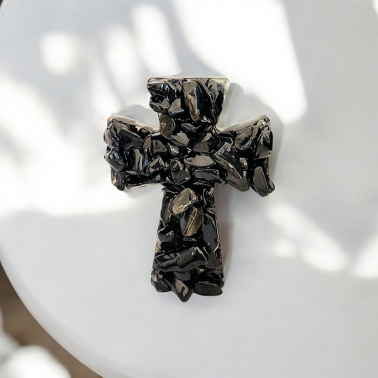 Black Obsidian Crystal Cross