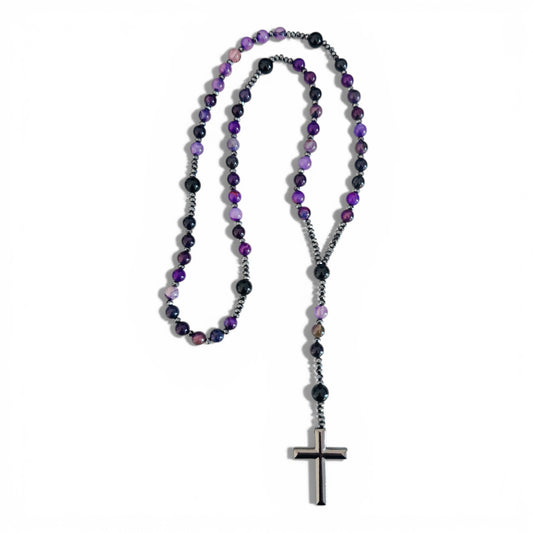 Purple Agate Crystal Rosary