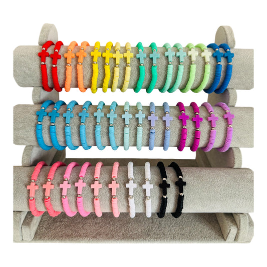 Stretch Bracelets with Cross Pendants