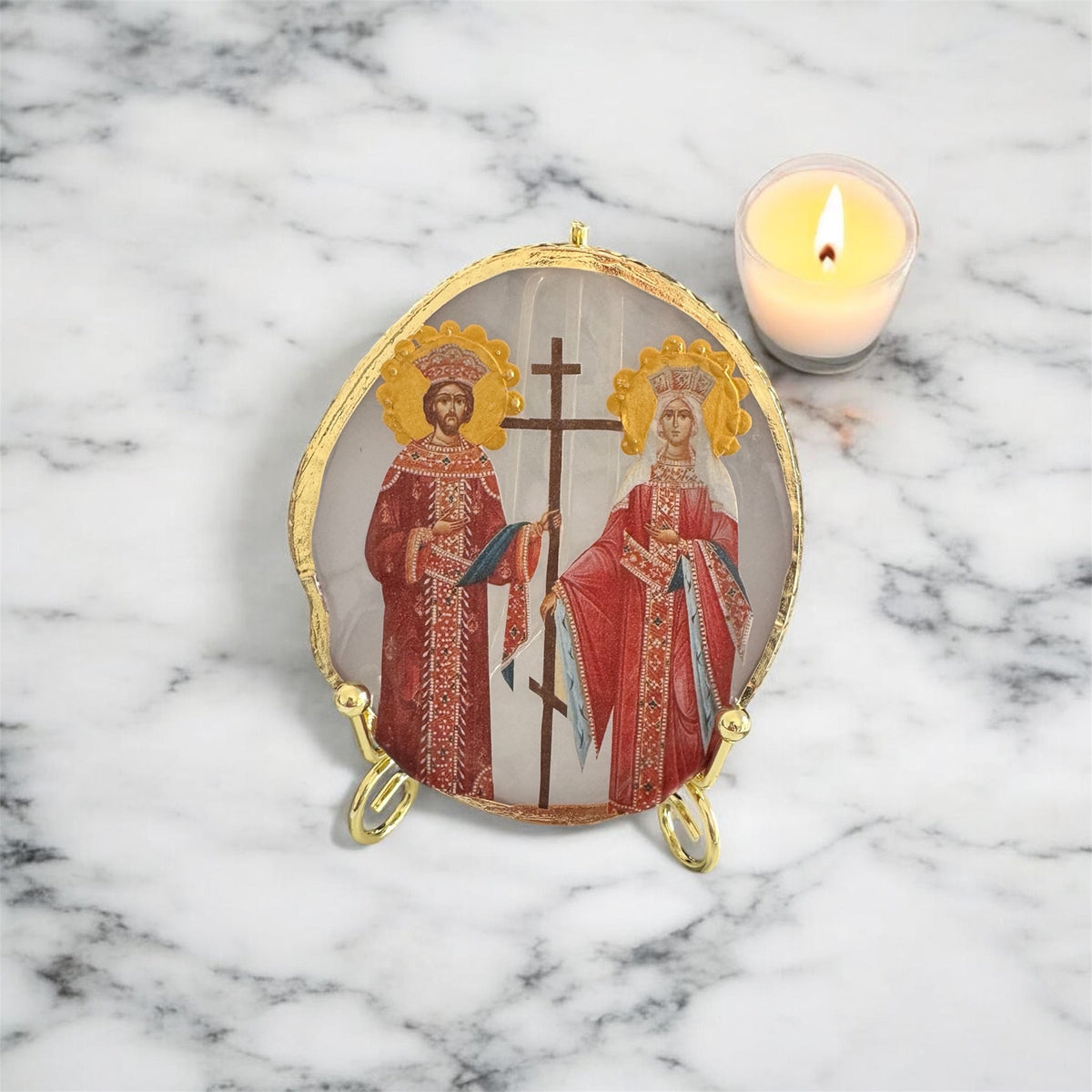Saint Constantine and Helen Resin Icon